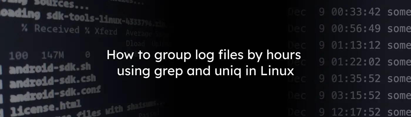 How to group log files by hours using grep and uniq in Linux